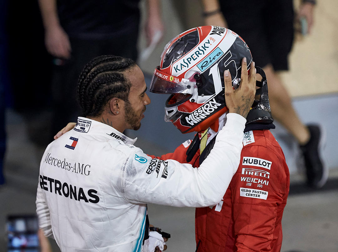Hamilton comforts Leclerc